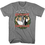 Bill and Ted We Wish You a Most Excellent Christmas Graphite Heather T-shirt