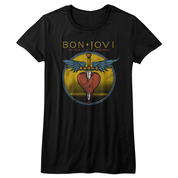 Bon Jovi Juniors T-Shirt Bad Name Black Tee - Yoga Clothing for You