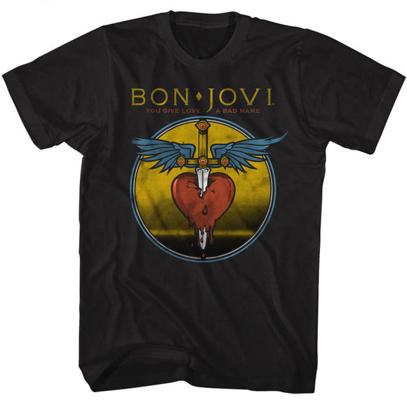 Bon Jovi Tall T-Shirt Bad Name Black Tee - Yoga Clothing for You