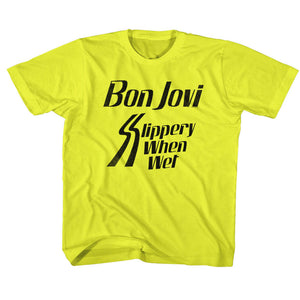 Bon Jovi Toddler T-Shirt Slippery When Wet Yellow Tee - Yoga Clothing for You