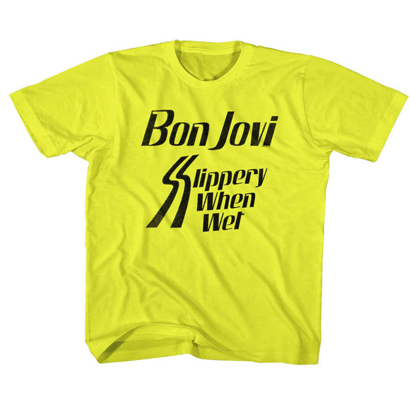 Bon Jovi Toddler T-Shirt Slippery When Wet Yellow Tee - Yoga Clothing for You