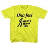 Bon Jovi Kids T-Shirt Slippery When Wet Yellow Tee - Yoga Clothing for You