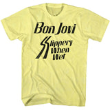 Bon Jovi T-Shirt Slippery When Wet Yellow Heather Tee - Yoga Clothing for You