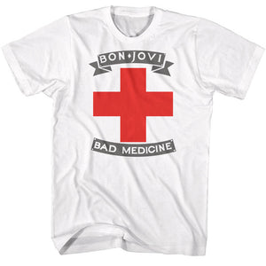 Bon Jovi T-Shirt Bad Medicine White Tee - Yoga Clothing for You