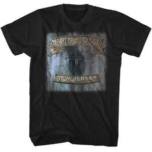 Bon Jovi Tall T-Shirt New Jersey Black Tee - Yoga Clothing for You