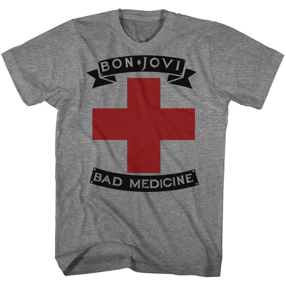 Bon Jovi Bad Medicine Song Graphite Heather T-shirt - Yoga Clothing for You