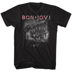 Bon Jovi T-Shirt Slippery When Wet Album Cover Black Tee - Yoga Clothing for You