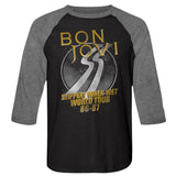 Bon Jovi Raglan Shirt Slippery When Wet World Tour Black/Grey Tee - Yoga Clothing for You