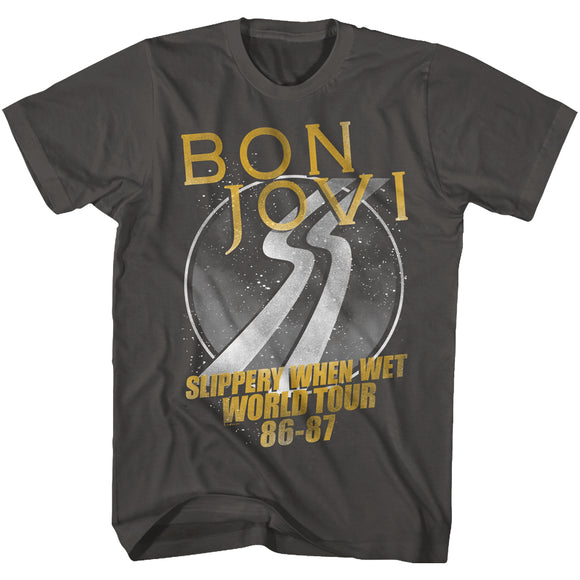 Bon Jovi T-Shirt Slippery When Wet World Tour Smoke Tee - Yoga Clothing for You