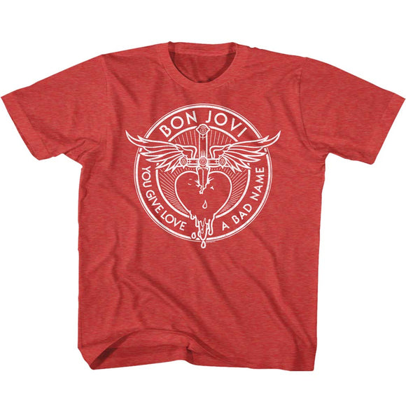 Bon Jovi Kids T-Shirt Bad Name Red Heather Tee - Yoga Clothing for You