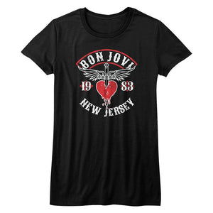 Bon Jovi 1983 New Jersey Ladies Black T-shirt - Yoga Clothing for You