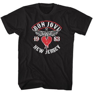 Bon Jovi 1983 New Jersey Black Tall T-shirt - Yoga Clothing for You