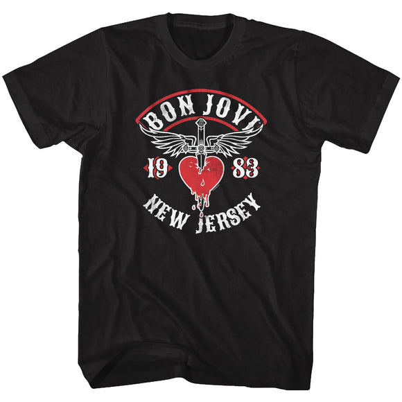 Bon Jovi 1983 New Jersey Black T-shirt - Yoga Clothing for You
