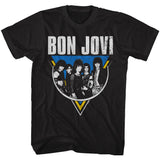 Bon Jovi Distressed Black and White Group Photo Black Tall T-shirt - Yoga Clothing for You