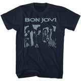 Bon Jovi Black and White Group Photo Navy T-shirt - Yoga Clothing for You