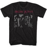 Bon Jovi Retro Group Photo Black T-shirt - Yoga Clothing for You