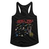 Bon Jovi Ladies Racerback Tanktop Retro Group Pose Tank - Yoga Clothing for You