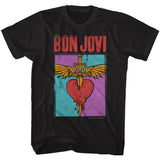 Bon Jovi Colorful Distressed Band Logo Black T-shirt - Yoga Clothing for You