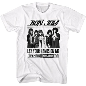 Bon Jovi Lay Your Hands on Me White Tall T-shirt - Yoga Clothing for You