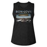 Bon Jovi Lost Highway Album Ladies Sleeveless Slub Muscle Black Tank Top - Yoga Clothing for You