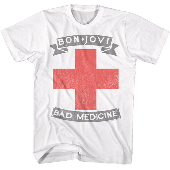 Bon Jovi Vintage Bad Medicine Cross White T-shirt