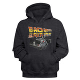 Back to the Future Distressed DeLorean Charcoal Heather Pullover Hoodie - Yoga Clothing for You