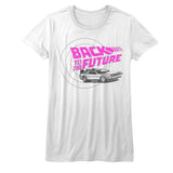 Back to the Future Vintage Pink Lettering Juniors White T-shirt - Yoga Clothing for You