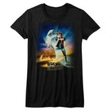 Back to the Future Movie Poster Juniors Black T-shirt - Yoga Clothing for You