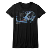 Back to the Future Time Machine With Style Juniors Black T-shirt - Yoga Clothing for You