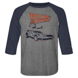 Back to the Future Raglan Shirt Vintage DeLorean Grey/Navy Tee - Yoga Clothing for You