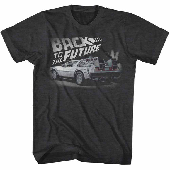 Back to the Future Vintage Movie Logo Black Heather Tall T-shirt - Yoga Clothing for You