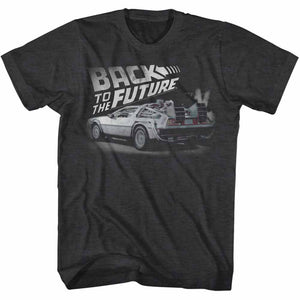 Back to the Future Vintage Movie Logo Black Heather T-shirt - Yoga Clothing for You