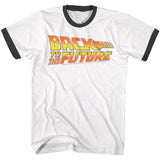 Back to the Future Worn Logo White/Black Ringer T-shirt - Yoga Clothing for You