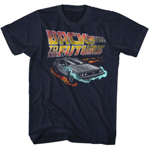Back to the Future Distressed Movie Logo Navy T-shirt - Yoga Clothing for You