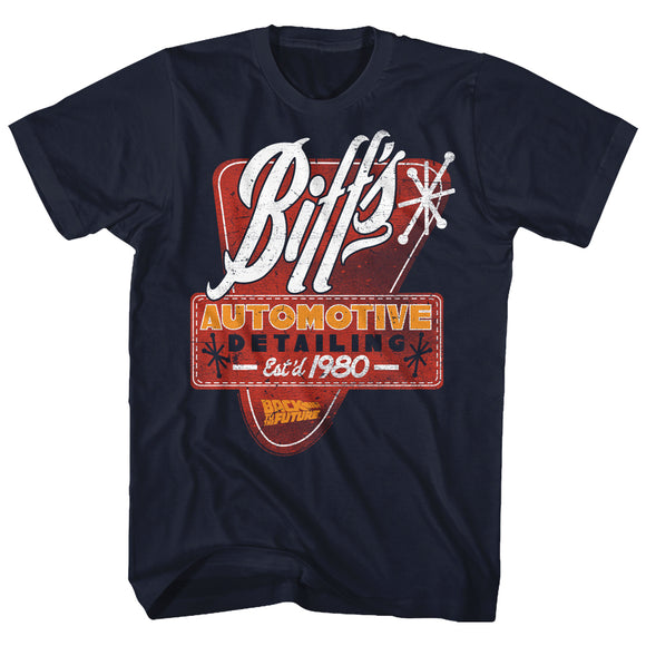 Back to the Future Biffs Automotive Detailing Navy T-shirt - Yoga Clothing for You