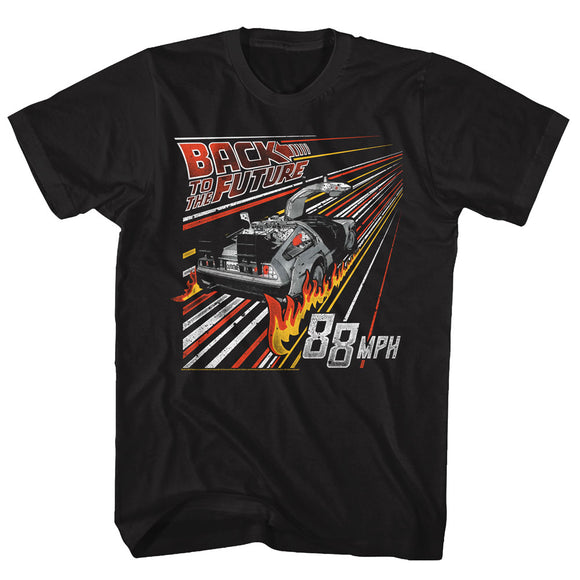 Back to the Future 88 MPH Fire Streak Black T-shirt - Yoga Clothing for You