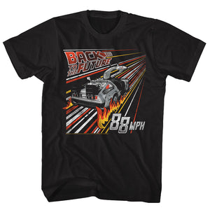 Back to the Future 88 MPH Fire Streak Black Tall T-shirt - Yoga Clothing for You