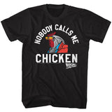 Back to the Future Nobody Calls Me Chicken Black Tall T-shirt - Yoga Clothing for You