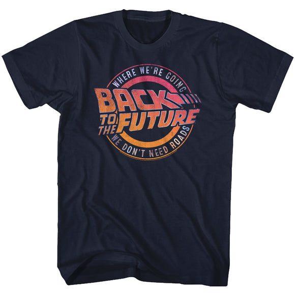 Back to the Future Where We're Going We Don't Need Roads Navy T-shirt - Yoga Clothing for You