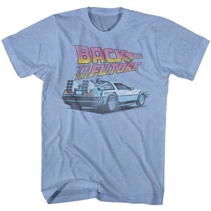Back to the Future Faded Movie Logo Light Blue Heather T-shirt - Yoga Clothing for You