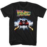 Back to the Future DeLorean Tail Lights Black Tall T-shirt - Yoga Clothing for You