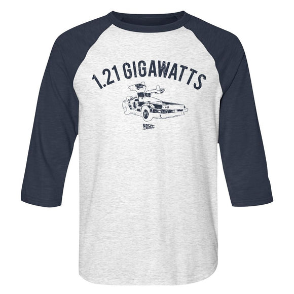Back to the Future Raglan Shirt 1.21 Gigawatts White/Navy Tee - Yoga Clothing for You