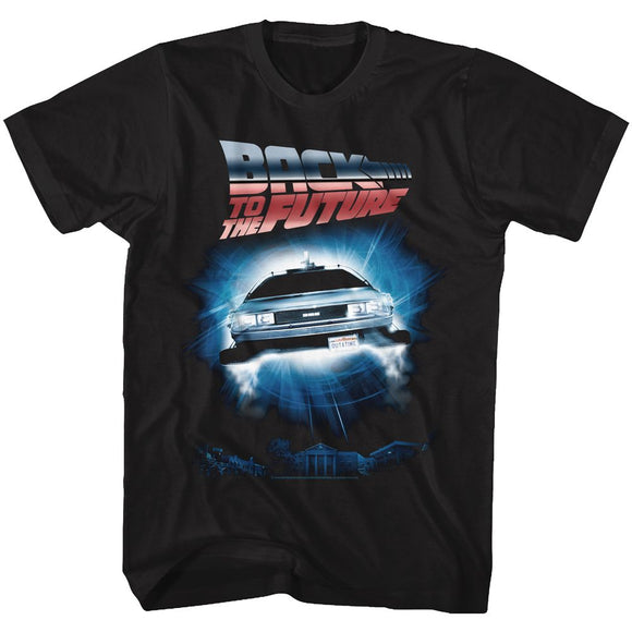 Back to the Future Flying DeLorean Black Tall T-shirt - Yoga Clothing for You