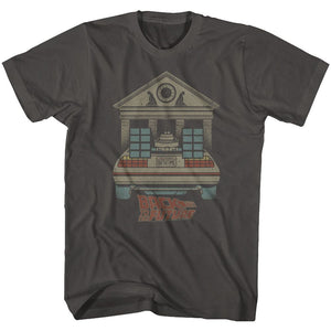 Back to the Future Clock Tower DeLorean Smoke T-shirt - Yoga Clothing for You