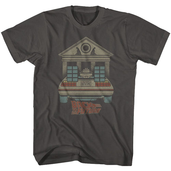 Back to the Future Clock Tower DeLorean Smoke T-shirt - Yoga Clothing for You