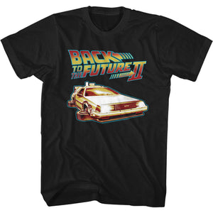 Back to the Future II Retro DeLorean Black T-shirt - Yoga Clothing for You