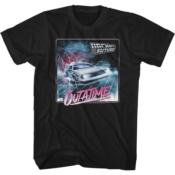 Back to the Future Outatime Lightning Black Tall T-shirt - Yoga Clothing for You