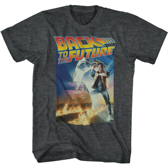 Back to the Future Vintage Movie Poster Black Heather T-shirt - Yoga Clothing for You