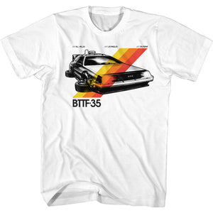 Back to the Future Retro 35 Year Anniversary White Tall T-shirt - Yoga Clothing for You