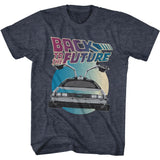 Back to the Future DeLorean Open Doors Navy Heather T-shirt - Yoga Clothing for You